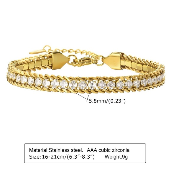 18K Gold Plated - Cubic Zirconia bracelet - Picture 5 of 6